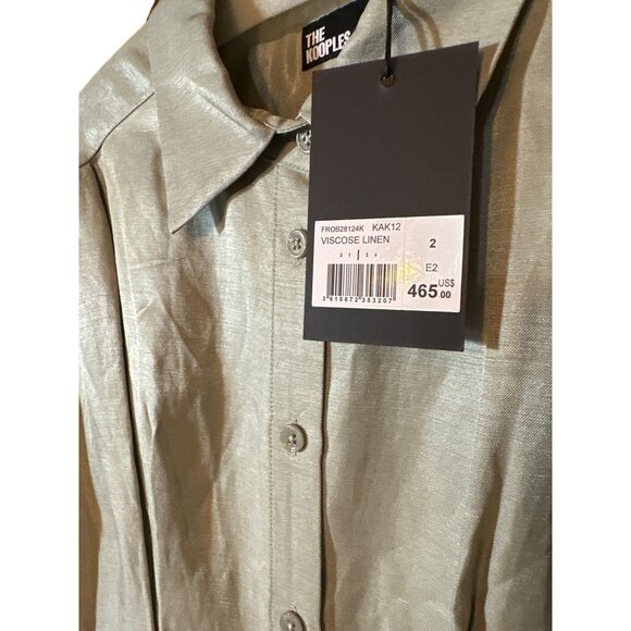 The Kooples French Designer Fashion Light Green Button-Up Dress Size Medium FR 2 - Picture 8 of 13